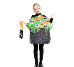 Costume di Halloween da cupcake verde e arancione per bambini