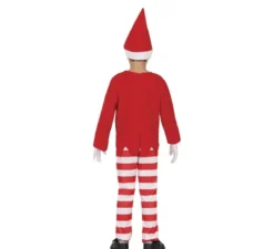 Costume di Natale da elfo sulla mensola per bambini