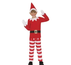 Costume di Natale da elfo sulla mensola per bambini