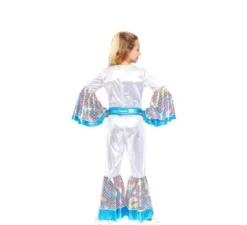 Costume Disco Girl argento e blu per bambina