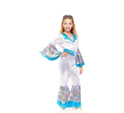 Costume Disco Girl argento e blu per bambina