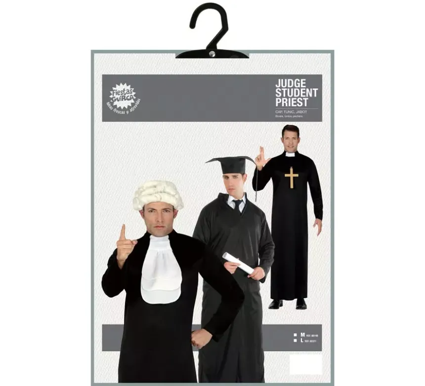 Costume di studente, sacerdote e giudice 3 in 1 per l'uomo