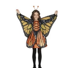 Costume farfalla arancione con dettagli per bambina