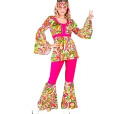 Costume Hippie Anni '60 Fiori Fucsia per Donna