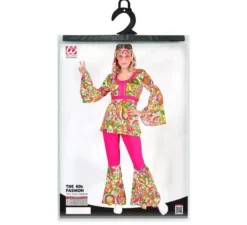 Costume Hippie Anni '60 Fiori Fucsia per Donna