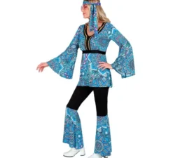 Costume hippie anni '60 mandala blu scuro per donna