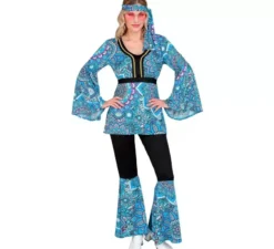 Costume hippie anni '60 mandala blu scuro per donna