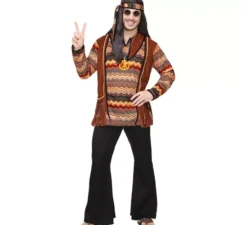 Costume hippie a righe colorate per uomo