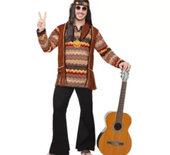 Costume hippie a righe colorate per uomo