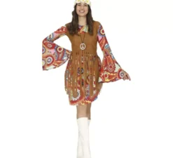 Costume hippie con abito corto per donna
