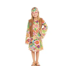 Costume Hippie Flowers con gilet per bambina