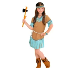 Costume indiano marrone e turchese per bambine