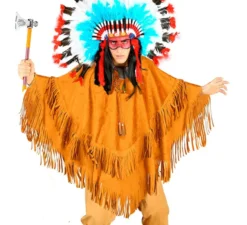 Costume indiano marrone o poncho per adulti