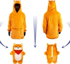 Costume in felpa di peluche arancione Aitor Akita per adulto
