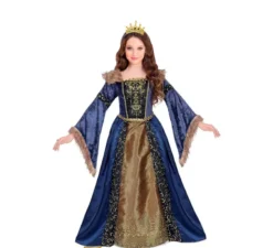 Costume lungo da regina medievale per bambina