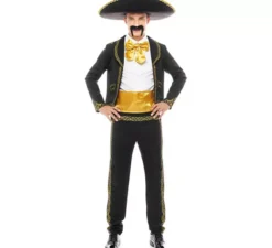 Costume Mariachi Charro nero e oro da uomo