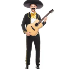 Costume Mariachi Charro nero e oro da uomo