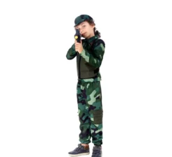 Costume militare mimetico verde con berretto per bambini
