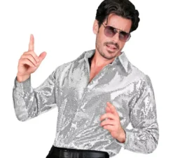 Costume moda argento o camicia con paillettes per uomo