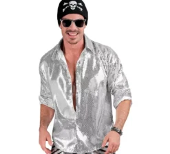Costume moda argento o camicia con paillettes per uomo