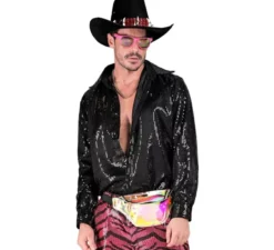 Costume moda nero o camicia con paillettes per uomo
