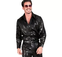 Costume moda nero o camicia con paillettes per uomo