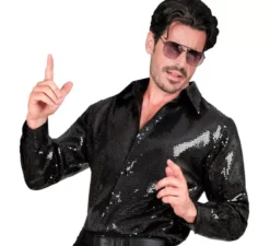Costume moda nero o camicia con paillettes per uomo
