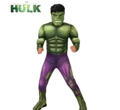 Costume muscoloso da Hulk verde con maschera deluxe per bambino