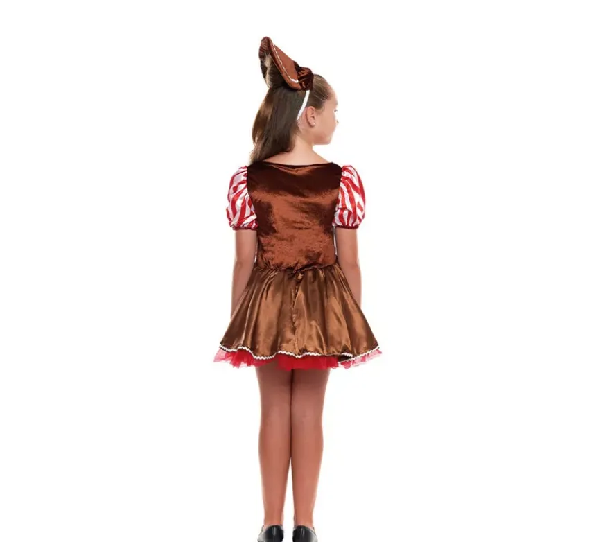 Costume natalizio da bambola di pan di zenzero per bambina