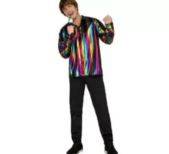 Costume o camicia da discoteca multicolore per uomo