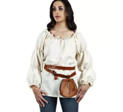 Costume o camicia da taverniera medievale bianca per donna
