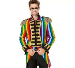 Costume o frac a righe arcobaleno per uomo