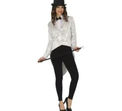 Costume o Frac con paillettes argento per donna