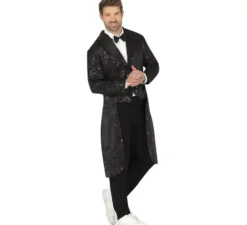 Costume o frac con paillettes nere per uomo
