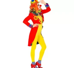 Costume o giacca da clown rosso e giallo per donna