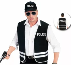 Costume o kit da poliziotto per adulti: gilet e berretto