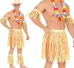 Costume o kit hawaiano o polinesiano: braccialetto, gonna e parastinchi