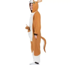 Costume o pigiama da canguro con cappuccio e peluche per adulto
