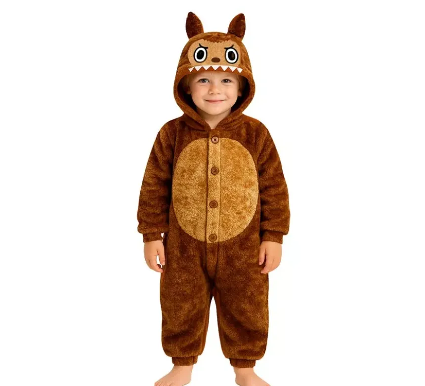 Costume o pigiama da mostro marrone Lulu per bambini