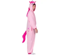 Costume o pigiama da Unicorno rosa con cappuccio per adulto