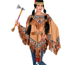 Costume o poncho indiano nativo con stampa per adulti