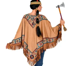 Costume o poncho indiano nativo con stampa per adulti