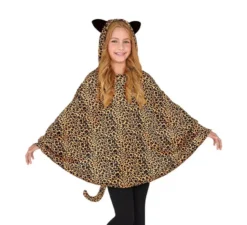 Costume o Poncho Leopardo con Cappuccio per bambini