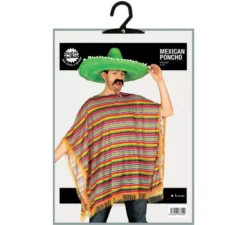 Costume o poncho messicano multicolore per uomo