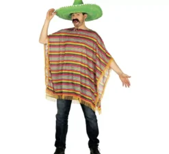 Costume o poncho messicano multicolore per uomo