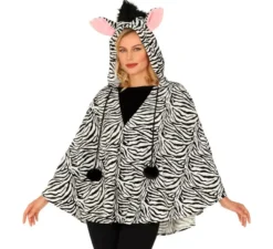 Costume o Poncho Zebra con Cappuccio per adulto