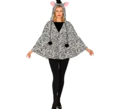 Costume o Poncho Zebra con Cappuccio per adulto