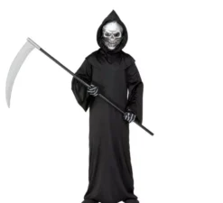 Costume o tunica da teschio con maschera olografica per bambini