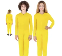 Costume o tuta gialla a maniche lunghe per bambino