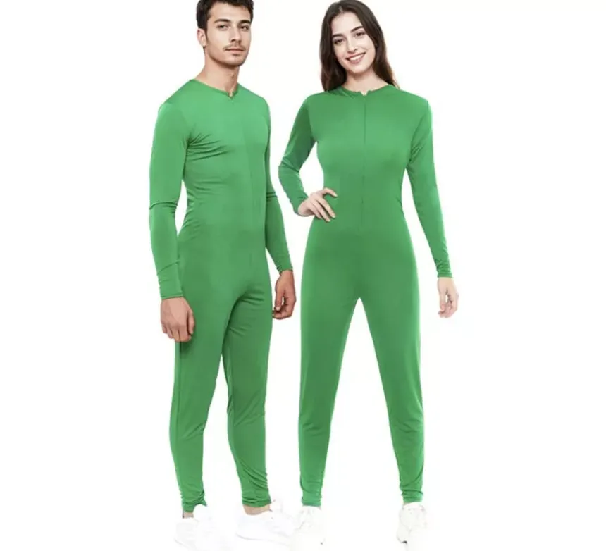 Costume o tuta verde con chiusura frontale per adulto